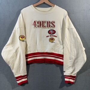 Pro Standard San Francisco 49ers Cropped Sweatshirt Cream Red Womens Medium NFL